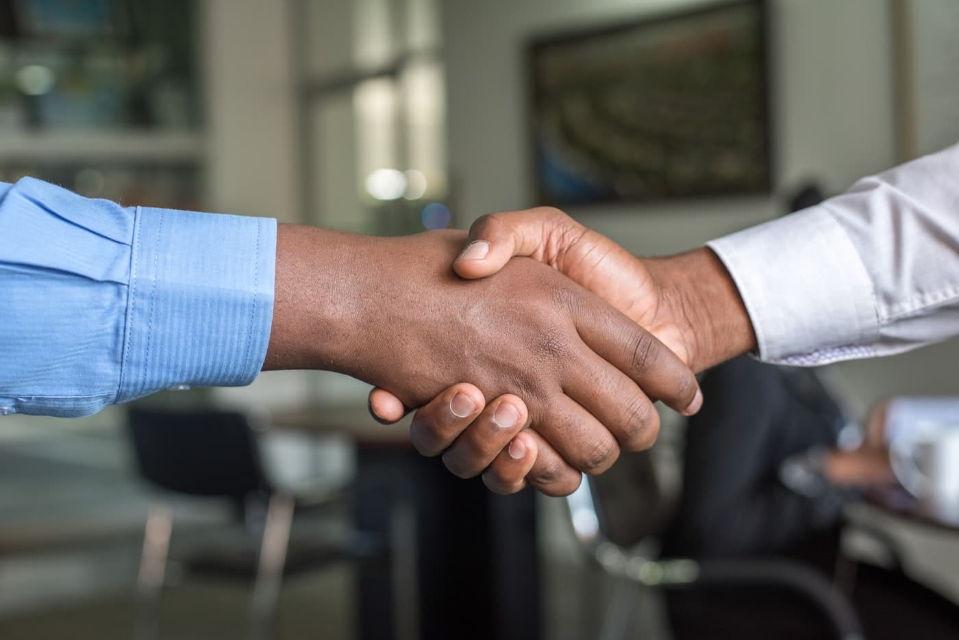 Business partners sealing an investment or trade agreement